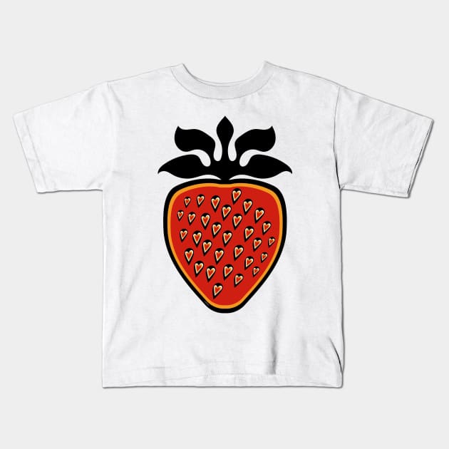 Single Strawberry Heart Berry Indigenous WAWEZHI CANADA Kids T-Shirt by WAWEZHI